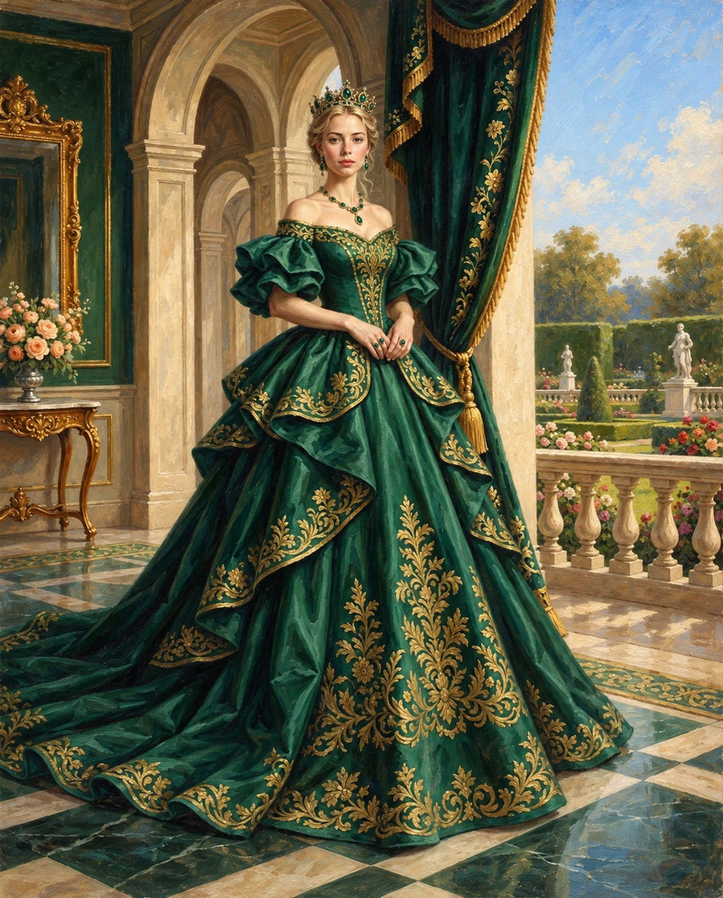 Emerald Imperials – Kadın kişiye özel portre tasarım örneği
