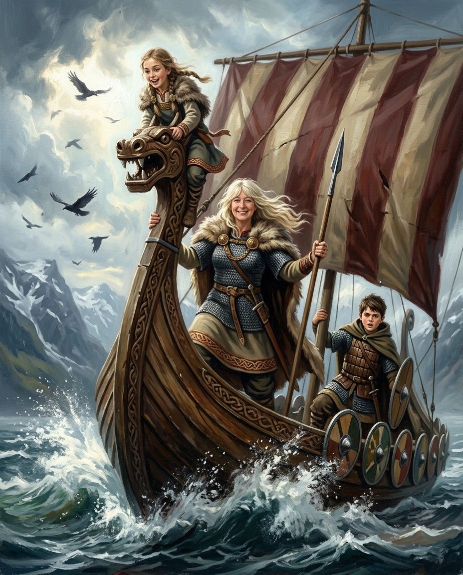 Storm Saga – Anne ve Çocuklar kişiye özel portre tasarım örneği