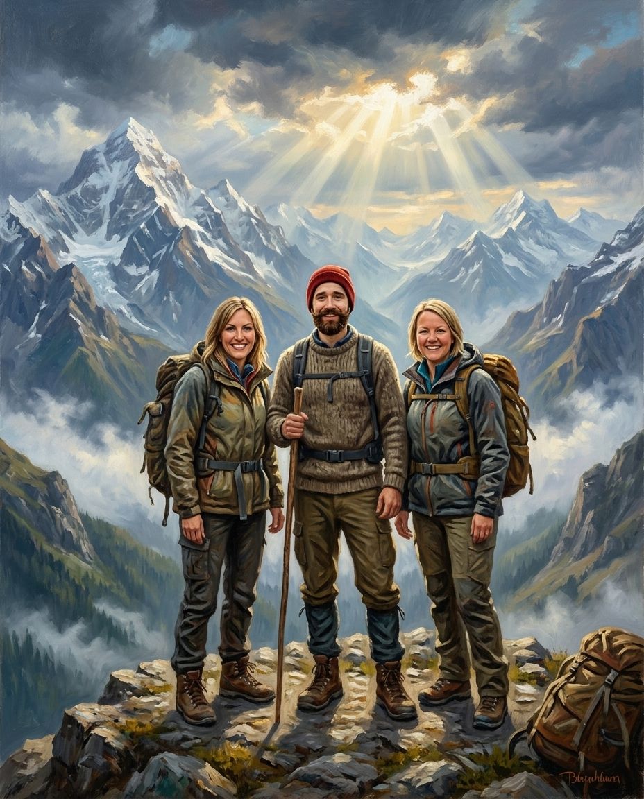 Mountain Explorer – Kardeşler kişiye özel portre tasarım örneği