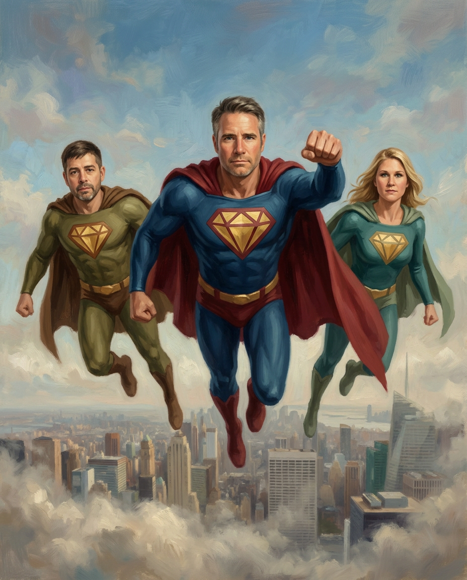 Super Hero – Kardeşler kişiye özel portre tasarım örneği