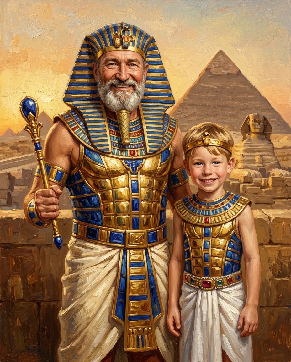 Ancient Rulers – Büyükbaba ve Torunlar kişiye özel portre tasarım örneği