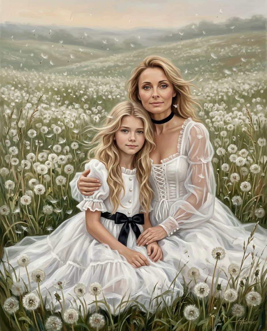 Fields of Fluff – Anne ve Çocuklar kişiye özel portre tasarım örneği