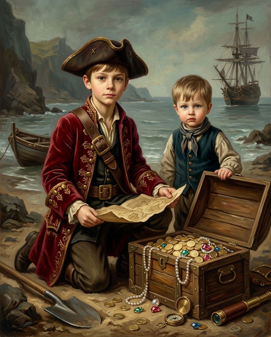 Treasure Seekers – Erkek Kardeşler kişiye özel portre tasarım örneği