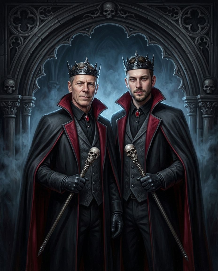 Evil Reign – Yetişkin Erkek Kardeşler kişiye özel portre tasarım örneği