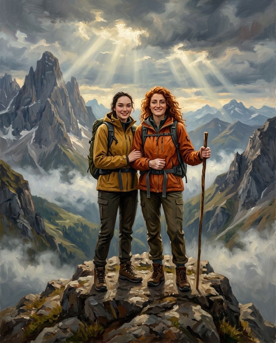 Mountain Explorer – Kadın Çift kişiye özel portre tasarım örneği