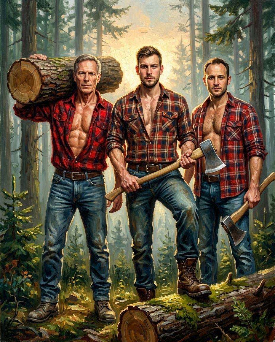 Lumberjack – Yetişkin Erkek Kardeşler kişiye özel portre tasarım örneği