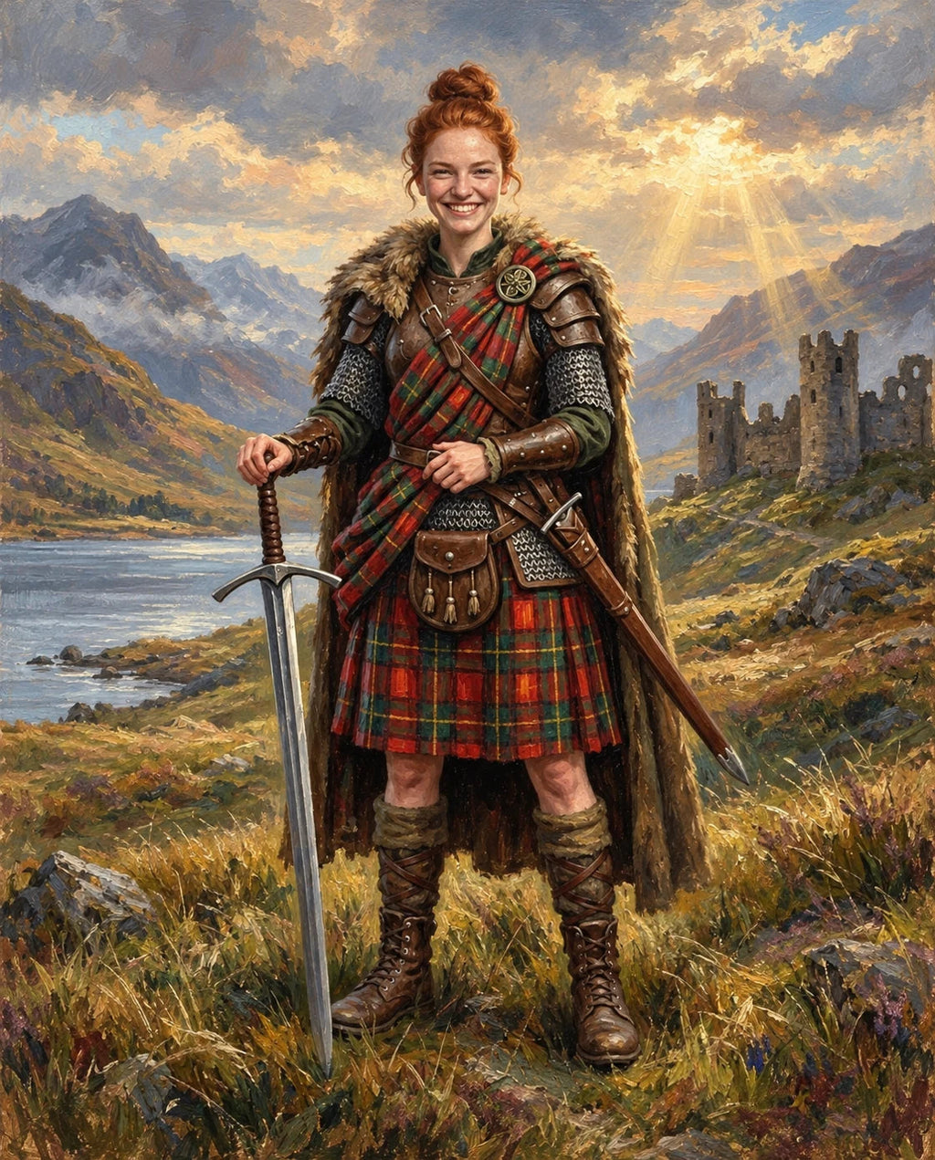 Highland Warrior – Kadın kişiye özel portre tasarım örneği
