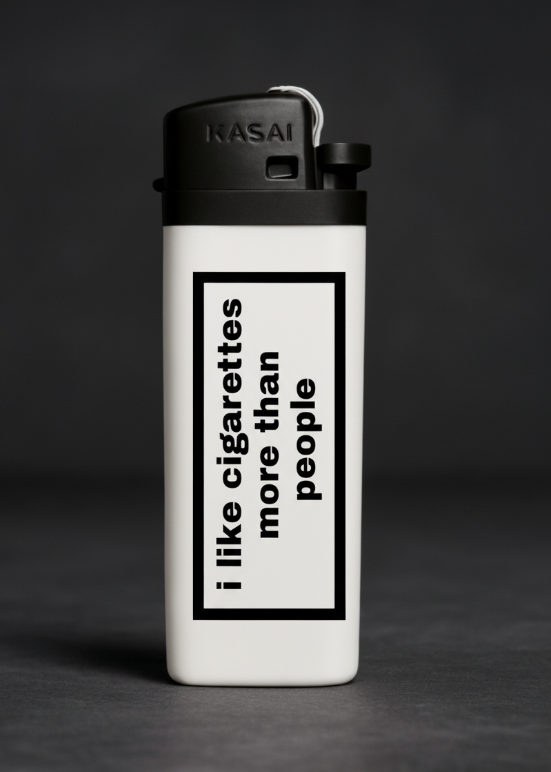 “I like cigarettes more than people” yazılı tasarım çakmak – hediyelik çakmak modeli

