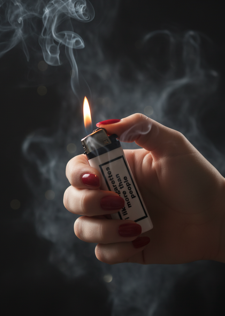 İronik sloganlı “I like cigarettes more than people” baskılı çakmak – değişik çakmak çeşitleri