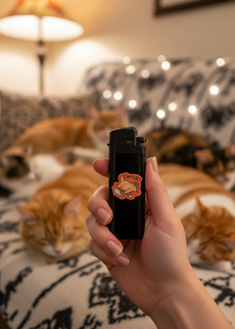 Sevimli kedili “I’m OK” baskılı sloganlı çakmak – değişik çakmak çeşitleri
