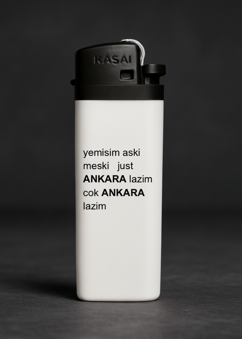 “Just Ankara lazım” yazılı baskılı tasarım çakmak – hediyelik çakmak modeli