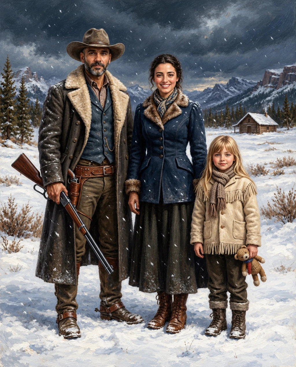 Northern Range – Anne Baba ve Çocuk kişiye özel portre tasarım örneği