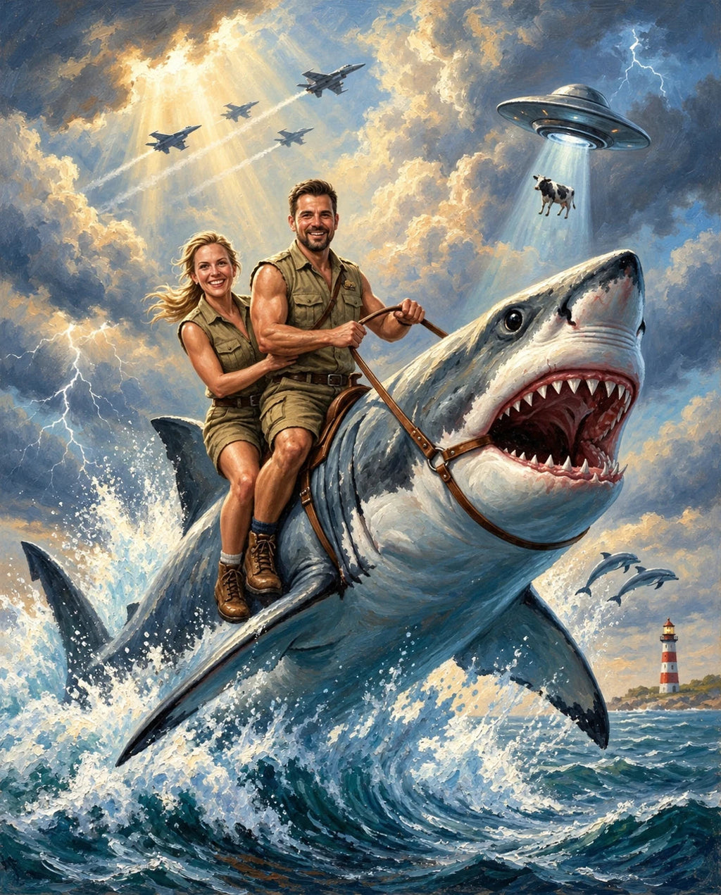 Shark Rider – Kardeşler kişiye özel portre tasarım örneği