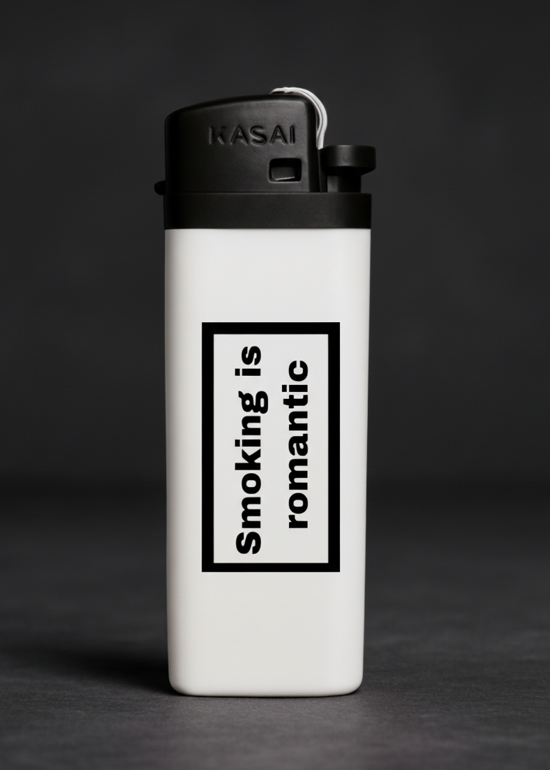 “Smoking is romantic” yazılı baskılı tasarım çakmak – hediyelik çakmak modeli