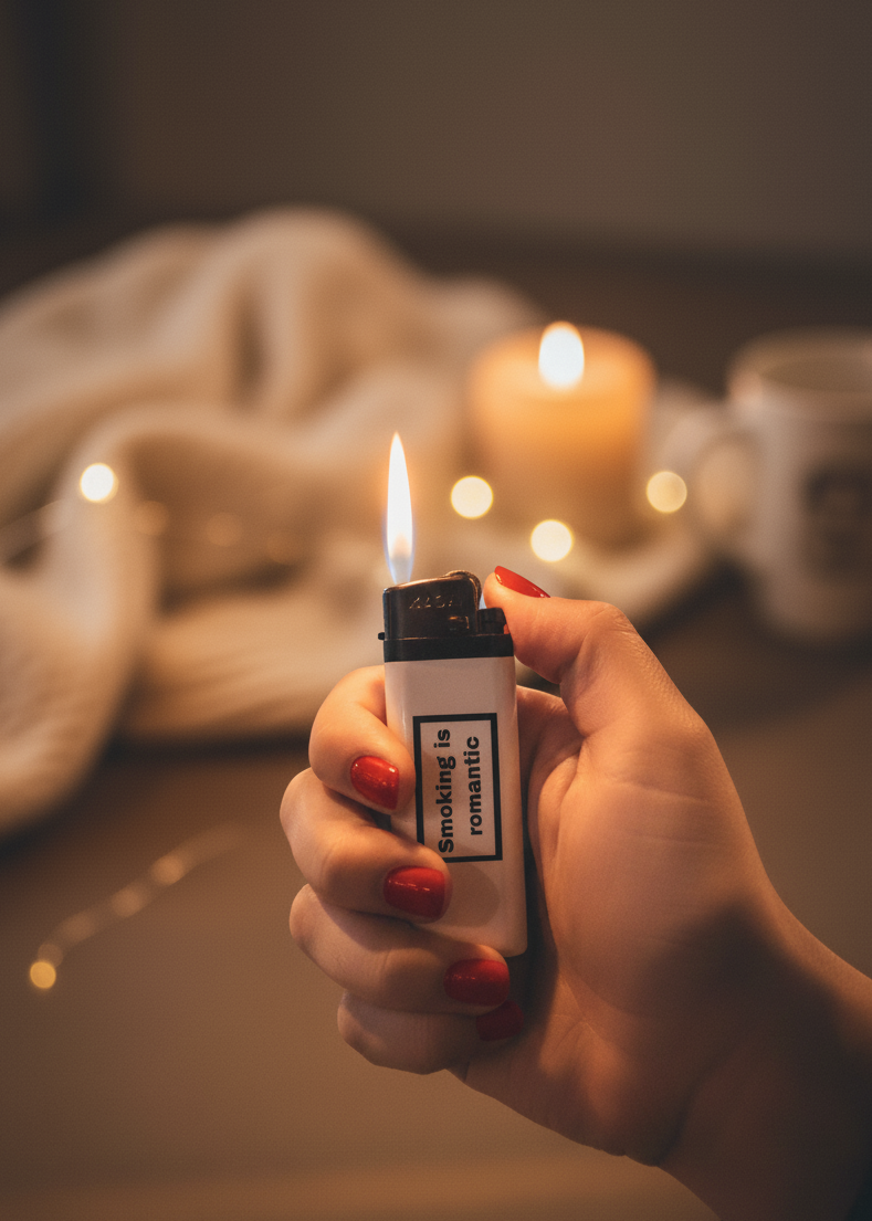 İronik sloganlı “Smoking is romantic” tasarım çakmak – değişik çakmak çeşitleri