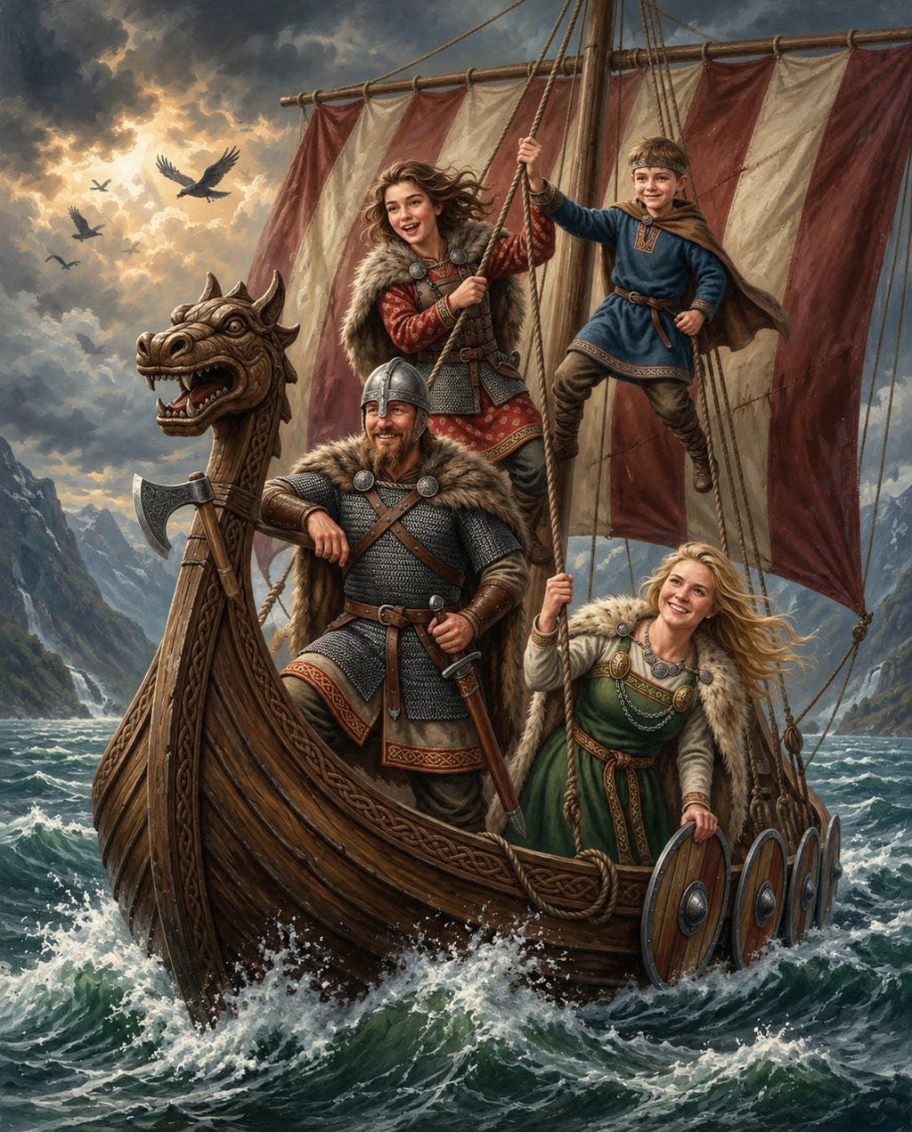 Storm Saga – Anne Baba ve Çocuk kişiye özel portre tasarım örneği