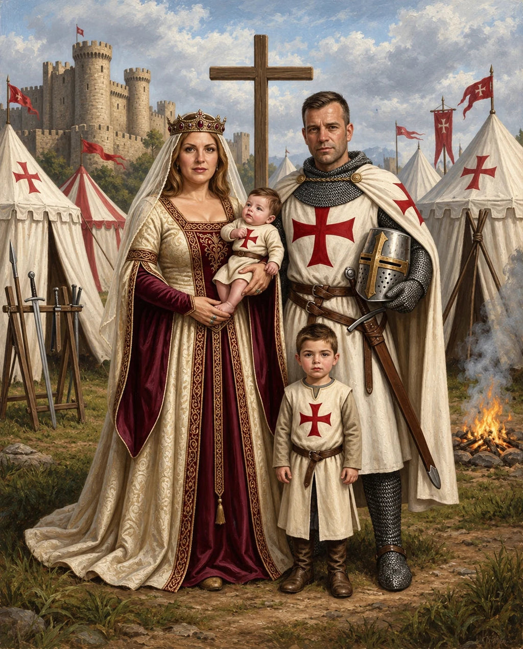 Templars – Anne Baba ve Çocuk kişiye özel portre tasarım örneği