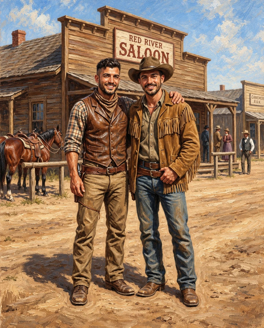The Saloon – Yetişkin Erkek Kardeşler kişiye özel portre tasarım örneği