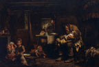 Luke Fildes’ın Eşini Kaybeden Adam tablosunun tamamı; çocuklarını çevresinde toplayan yaslı baba, 1875–1876.